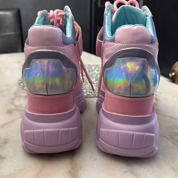 Sugar Thrillz Iridescent Pink Platform Sneakers - Picture 5 of 9